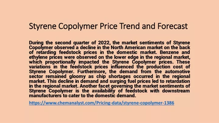 styrene copolymer price trend and forecast