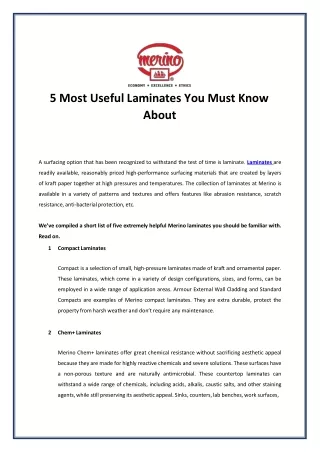 5 most useful laminates you must know about
