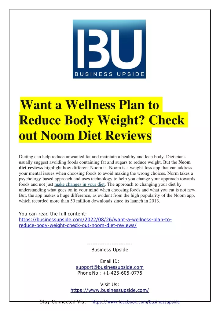 want a wellness plan to reduce body weight check