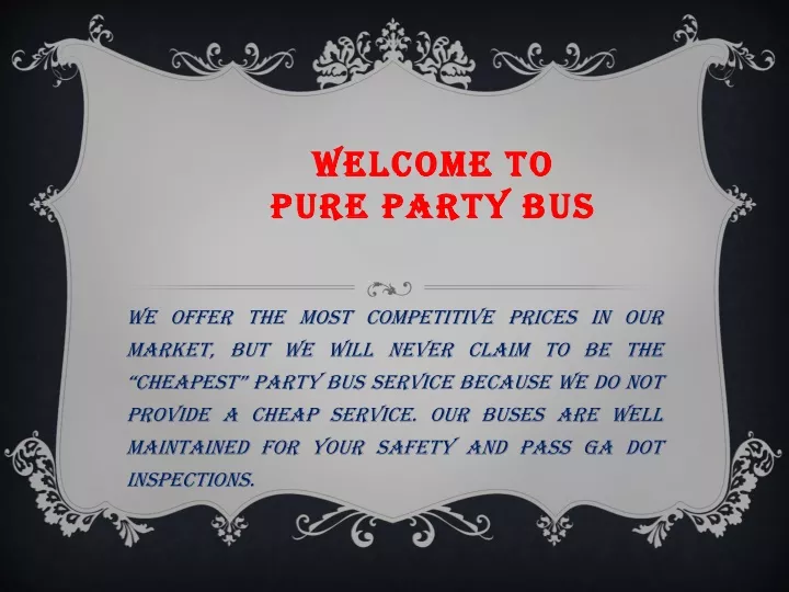 welcome to pure party bus