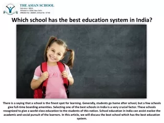 Which school has the best education system in India