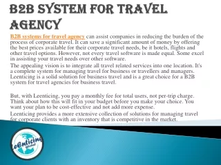 B2B system for travel agency