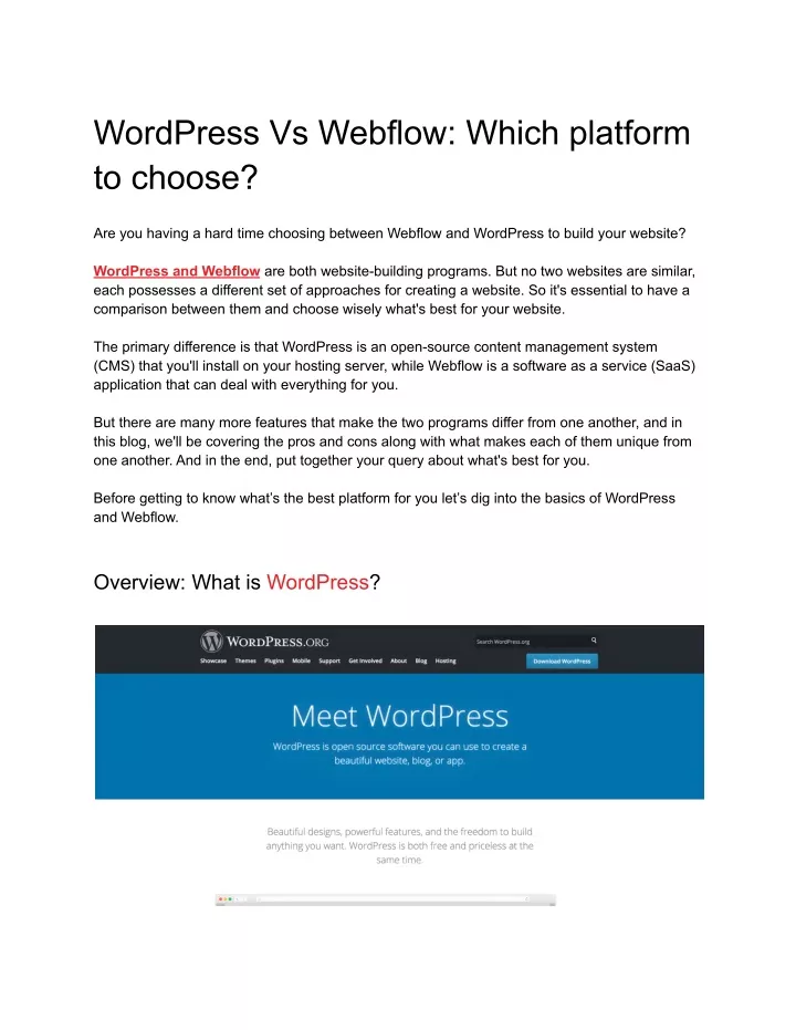 PPT - WordPress Vs Webflow: Which Platform To Choose? PowerPoint ...