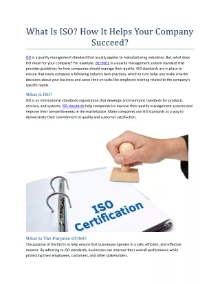 what is iso how it helps your company succeed