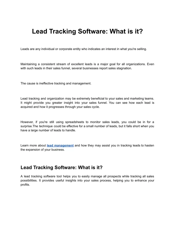 lead tracking software what is it