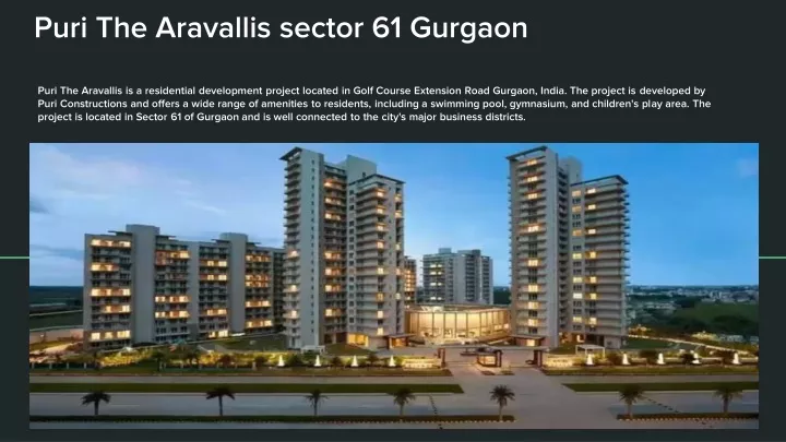 puri the aravallis sector 61 gurgaon