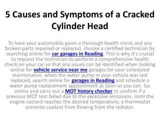 5 causes and symptoms of a cracked cylinder head