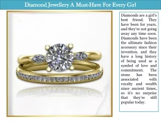 Diamond Jewellery- A Must-Have For Every Girl