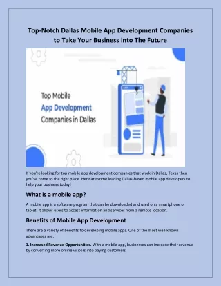 Top-Notch Dallas Mobile App Development Companies