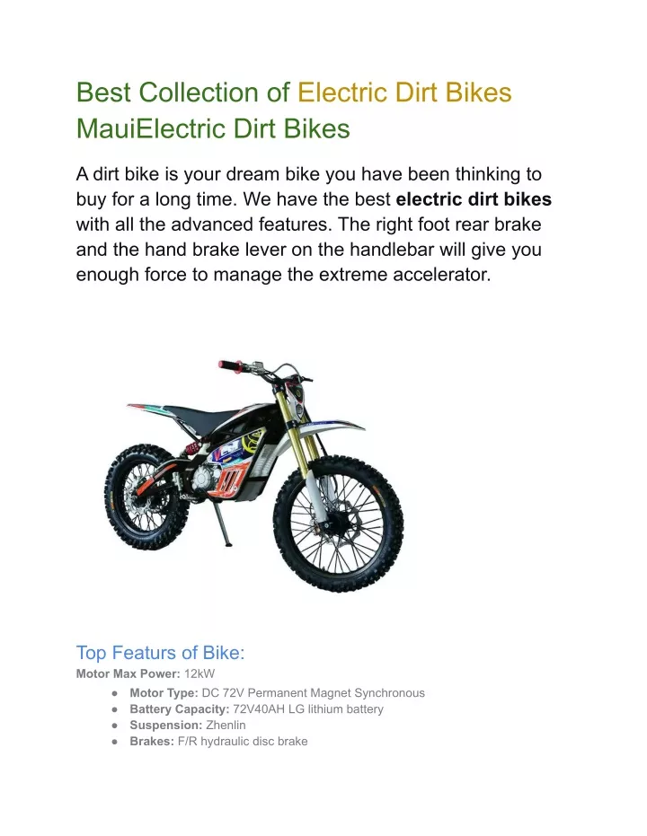 best collection of electric dirt bikes