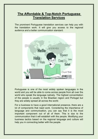 the affordable top notch portuguese translation