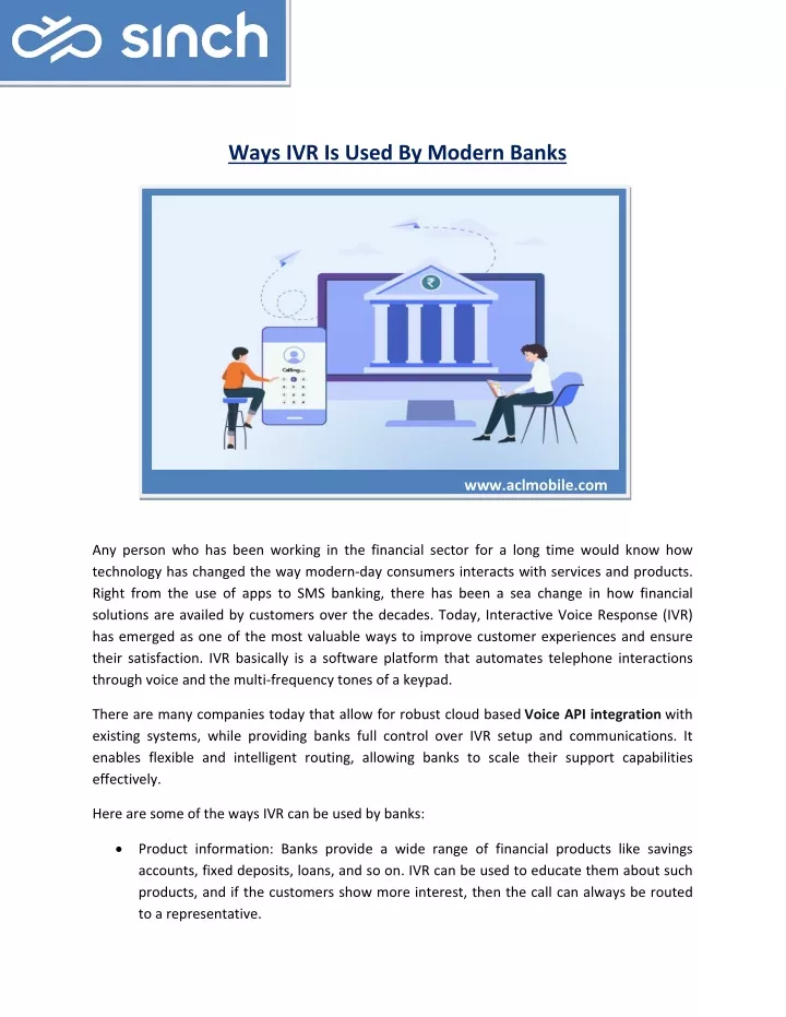 ways ivr is used by modern banks