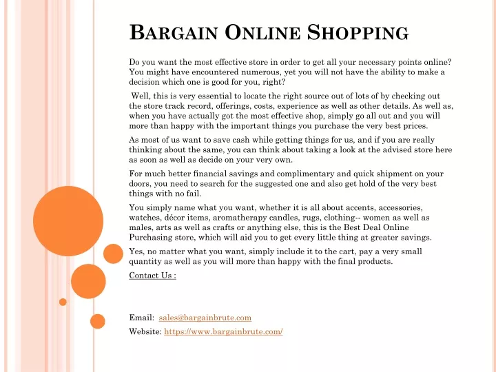 bargain online shopping