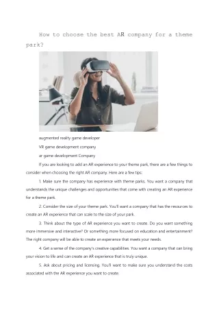 how to choose the best a r company for a theme