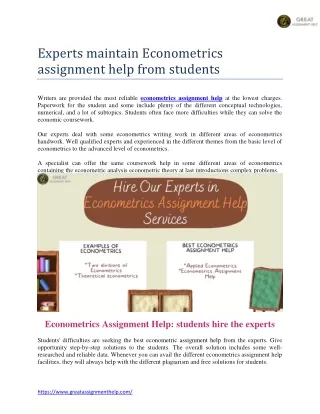 experts maintain econometrics assignment help