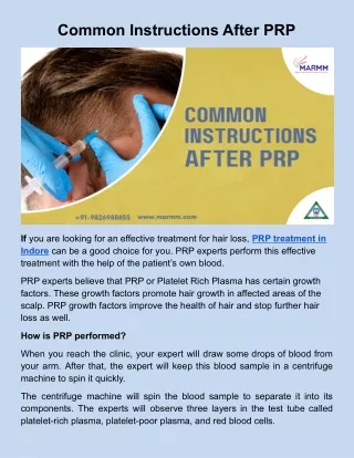 common instructions after prp