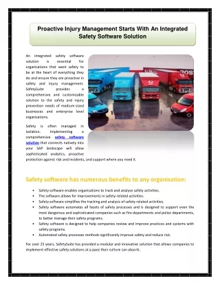 Proactive Injury Management Starts With An Integrated Safety Software Solution
