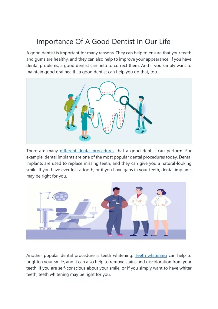 importance of a good dentist in our life