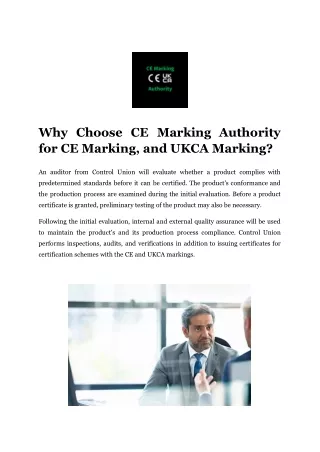 Why Choose CE Marking Authority for CE Marking, and UKCA Marking?
