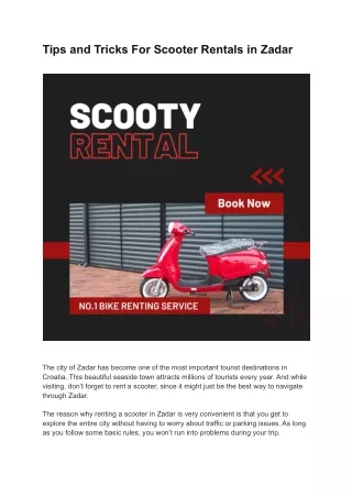 Tips and Tricks For Scooter Rentals in Zadar