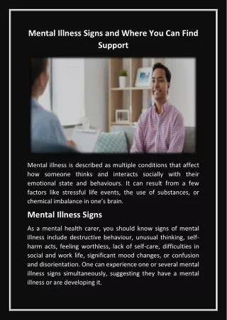 Mental Illness Signs and Where You Can Find Support