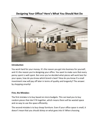 Designing Your Office? Here’s What You Should Not Do