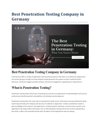 best penetration testing company in germany