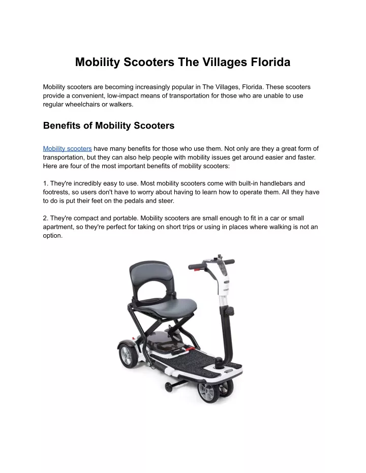 mobility scooters the villages florida