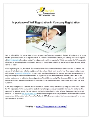 Importance of VAT Registration in Company Registration