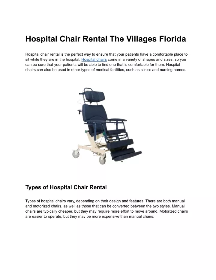 hospital chair rental the villages florida