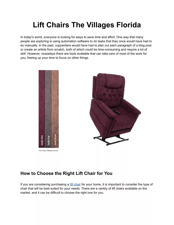 lift chairs the villages florida