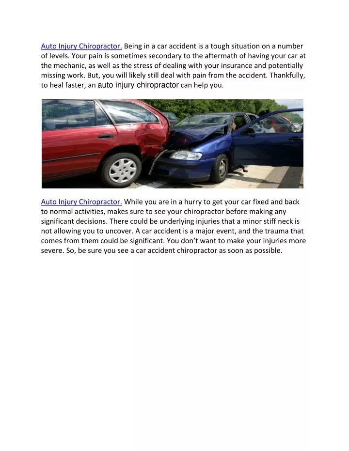 auto injury chiropractor being in a car accident