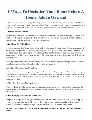 5 Ways To Declutter Your Home Before A Home Sale In Garland