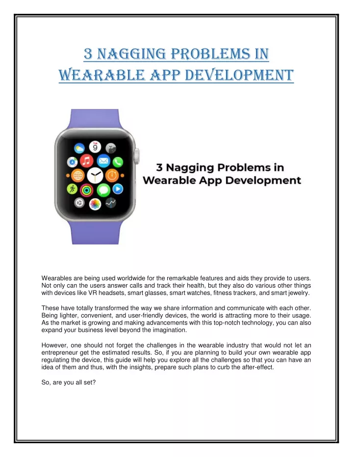 3 nagging problems in wearable app development