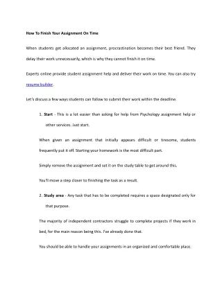 how to finish your assignment on time