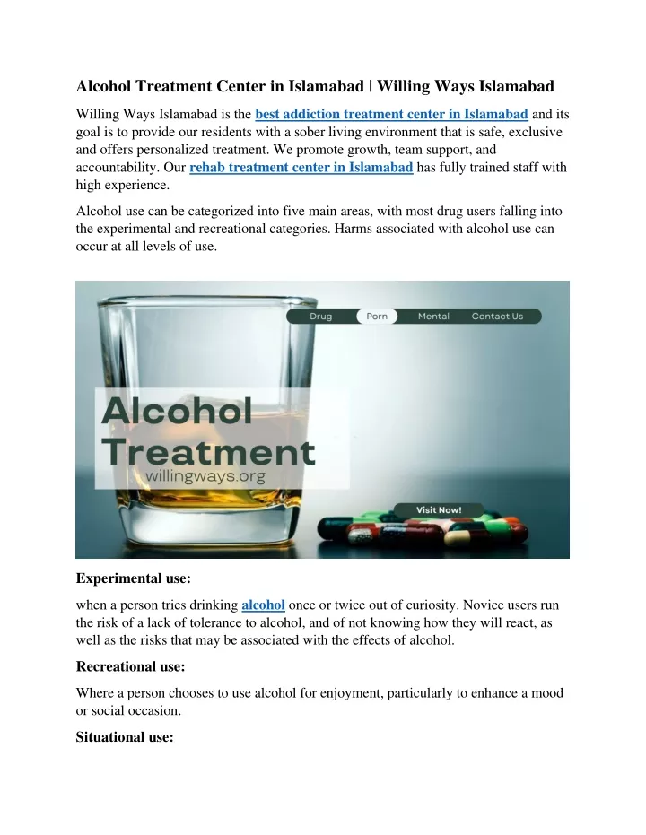 alcohol treatment center in islamabad willing