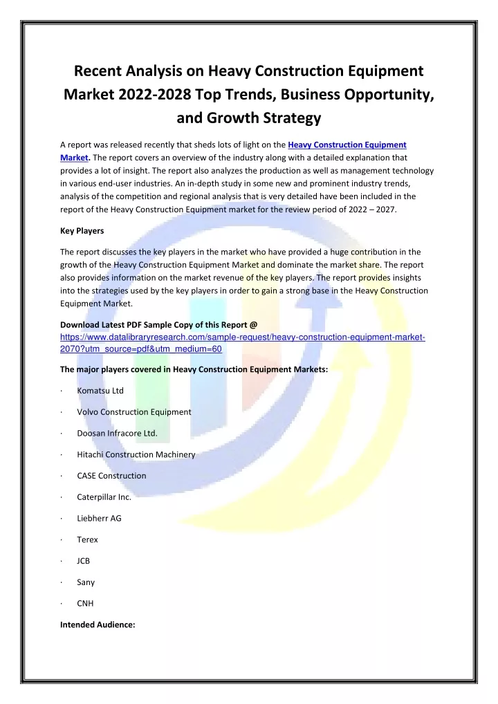 PPT Global Heavy Construction Equipment Market Opportunities and