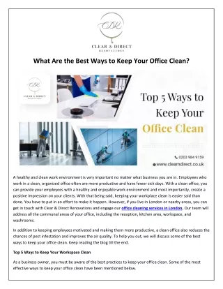What Are the Best Ways to Keep Your Office Clean?