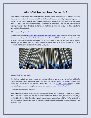What is Stainless Steel Round Bar used for