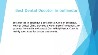 Best Dental Doctor in bellandur