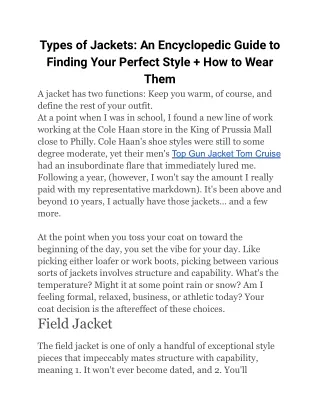 Types of Jackets An Encyclopedic Guide to Finding Your Perfect Style  How to Wear Them