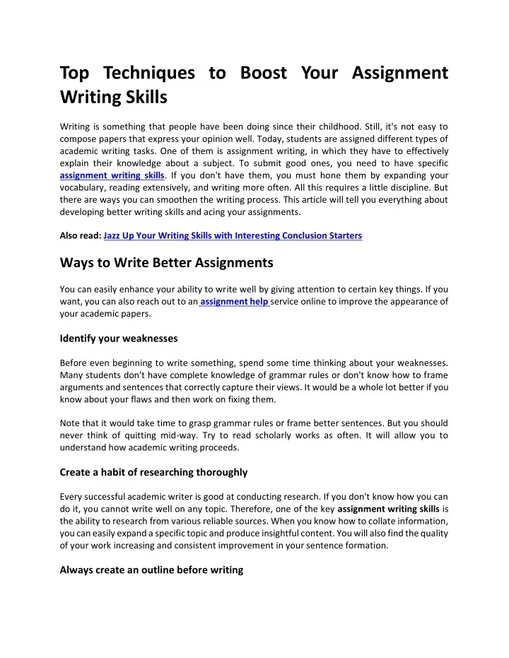 top techniques to boost your assignment writing