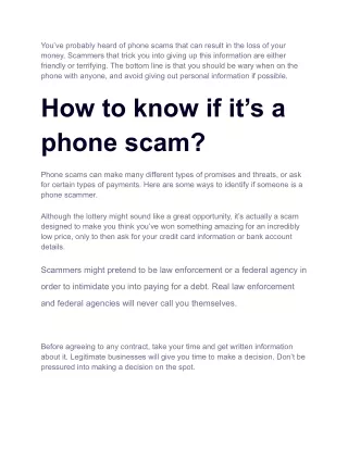 Fake Phone Call Scams