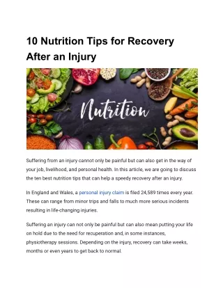 10 nutrition tips for recovery after an injury