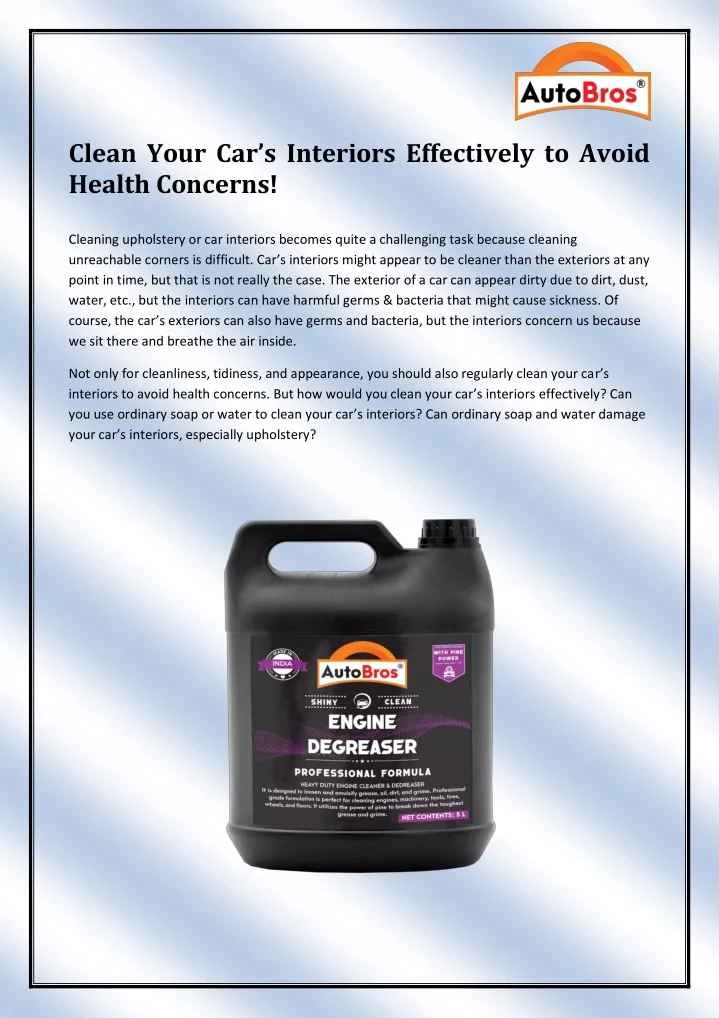 PPT Car interior cleaning products India PowerPoint Presentation