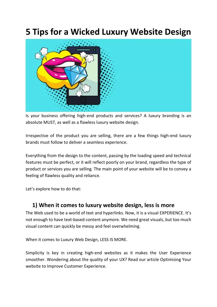 5 tips for a wicked luxury website design