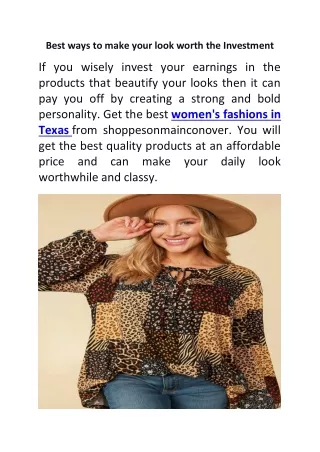Best ways to make your look worth the Investment