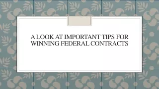 A Look At Important Tips For Winning Federal Contracts