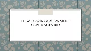How To Win Government Contracts Bid