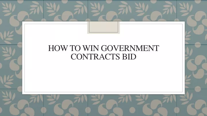 how to win government contracts bid